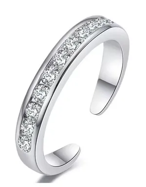 NEW White Gold Filled Adjustable Toe Pinky Midi Finger Simulated‎ Diamond Ring thumbnail 1