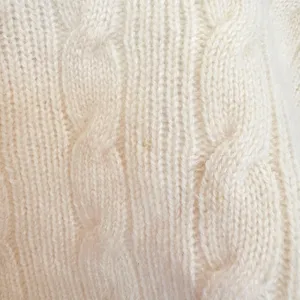 Vince 100% Cashmere Cable Knit Sweater XS Ivory Cream Elbow Patch Made USA thumbnail 11