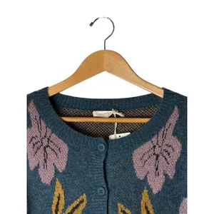 Mystree Floral Cardigan Sweater Women Small Blue Purple NWT Button Knit‎ Boho thumbnail 6