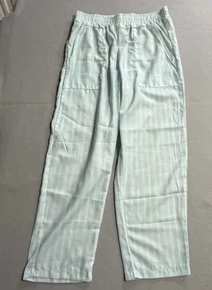 Women's Light Blue and White Striped Pull On Drawstring Waist Pant Size S #26057 thumbnail 1