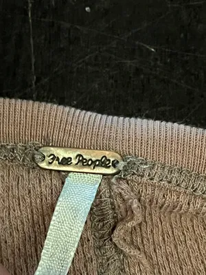 Free People Shirt Womens Small Beige Thermal Henley Crochet Cuff Tunic Top thumbnail 7