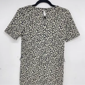 Zara Brown Animal Print Short Sleeve Knee Length Sheath Dress Womens M Leopard thumbnail 10