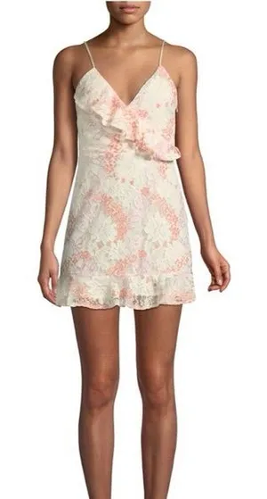 Lovers‎ + Friends Chauncy floral Lace dress pink orange size medium thumbnail 1