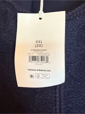Free Assembly Nubby Collarless Crew Neck Jacket Size XL (16-18) Navy Blue thumbnail 6
