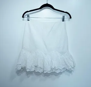 H&M White Eyelet Lace Flounced Cotton Skirt Size 4 thumbnail 1