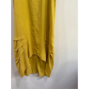 For Cynthia Mustard Yellow Linen Blend Cowl Neck Tulip Hem Midi Dress‎ Small thumbnail 8