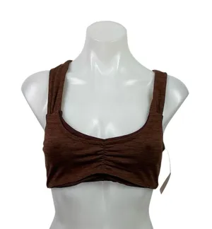 NEW Free People FP Movements Brown Ruched Athletic Sports Bra Crop Tank Top S thumbnail 1