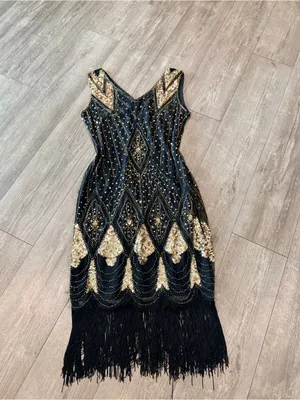 PrettyGuide Black Sequin Fringe Cocktail Dress Size M thumbnail 6