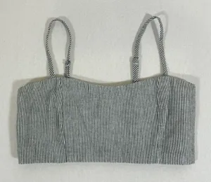 Brandy Melville Blue White Pinstripe Smocked Crop Cami Top Adjustable Straps thumbnail 1