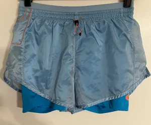 Nike Womens 2-in-1 Running Shorts Blue Compression Liner Size XS Toggle‎ Waist thumbnail 1