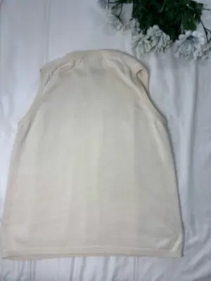 Kevo Vintage 90s Silk Cotton Knit Sweater Vest Top Cream White Small Quiet Luxury thumbnail 6