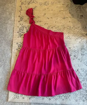 One Shouldered Hot Pink Dress Size L thumbnail 1