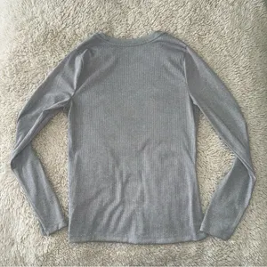 A New Day Metallic Long Sleeve Top Silver Shimmer Stretch Medium thumbnail 2