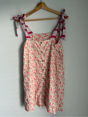 Sleeveless Pink Floral Tie-Shoulder Mini Dress thumbnail 4