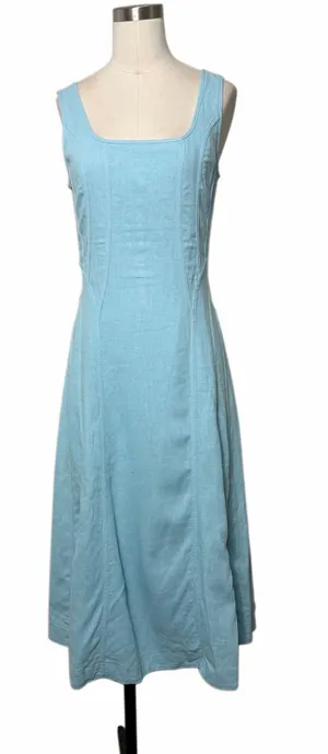 House of Harlow 1960 Linen Blend Light Blue Midi Dress thumbnail 1