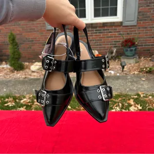 Nwt Size‎ 6.5 Peyton Double Buckle black Slingback Flats by wild fable thumbnail 5
