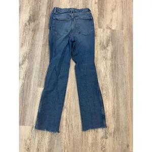 Good‎ American High Rise Straight Leg Blue Jeans Raw Hem Women's Size 2/26 thumbnail 3