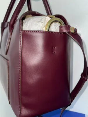 J.Crew Women's Burgundy Leather Handbag with gold hardware thumbnail 4
