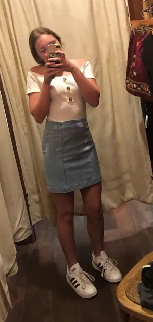 Harper Heritage Light Wash High-Rise Denim Skirt thumbnail 1