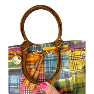 Dooney & Bourke Vintage Plaid Picnic Patchwork Ants Satchel Bag Purse Handbag thumbnail 7