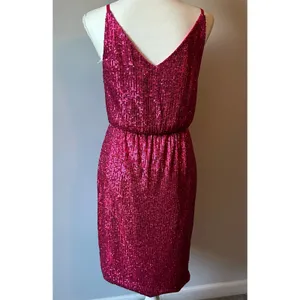 Trina Turk Designer Party Mini Dress Hot Pink Sequin Sexy Date Night Size 8 thumbnail 5