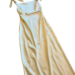 Billy J Frida Maxi Dress Yellow Satin Creamy Buttery Gown Size 14 Women's NWT thumbnail 6