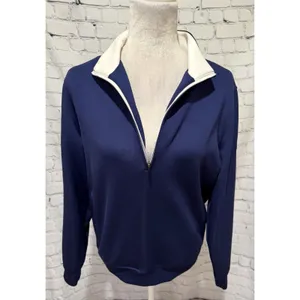 Donald Ross Quarter Zip Large Pullover Sweater Blue Golf Stretch thumbnail 2