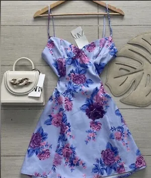 net floral print corset style mini boho dress thumbnail 3