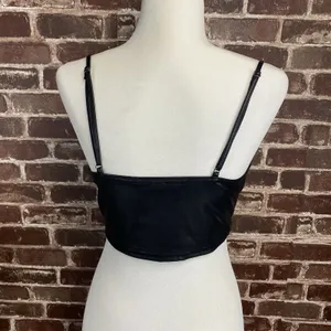 Blashe Black Faux Leather Crop Top Sleeveless Stretch Tank Top Size M thumbnail 3