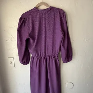 Vintage Jonathan Martin Purple Geometric Midi Dress Kentucky Derby‎ Old Money M thumbnail 6