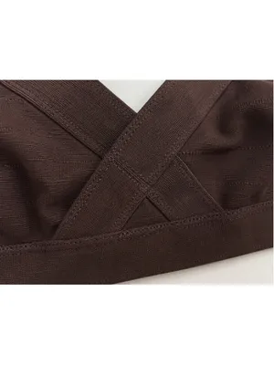 H&M Chocolate Brown Bikini Set NWOT Size‎ 12 Textured Stripe Swimwear thumbnail 7