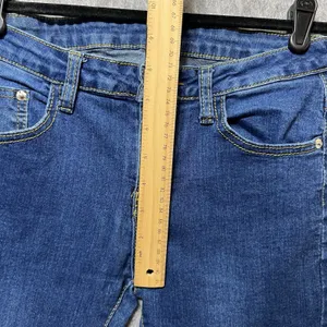 Galmint Womens US 4 Blue Denim Flare Bell Bottom Jeans Raw Hem Stretch‎ thumbnail 6
