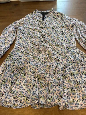 VICI Pastel Floral Tie-Waist Tiered Mini Dress Medium - C52-051 thumbnail 4