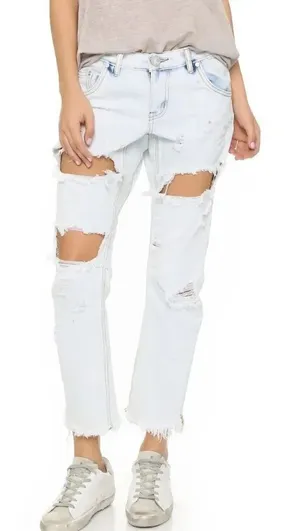 Revolve One Teaspoon Iced Blue Distressed Denim/Jeans(Size 28) thumbnail 1
