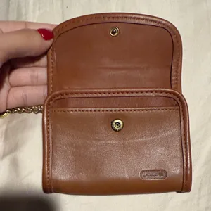 Coach Tan Leather Wallet with Gold Chain thumbnail 3