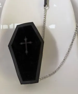 Black coffin crossbody bag with chain strap thumbnail 1