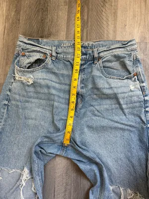 American Eagle Highest Rise Baggy Straight Jeans Destroyed 14 Strigid thumbnail 13