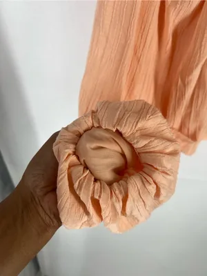 Forever 21 Peach Textured Tie-Front Crop Top Boho Peasant Cottagecore‎ thumbnail 6