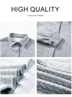 NEW Long Lantern Sleeve Shirts Cable Knit Textured V Neck Button Down M thumbnail 6