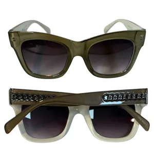 Steve Madden Sunglasses Womens‎ Green Chain Link Cat Eye Y2K Retro SR0422 thumbnail 2