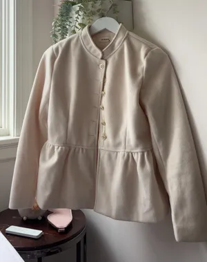 Zara Yuran cream jacket with button-up front and peplum hem, size 2XL thumbnail 1