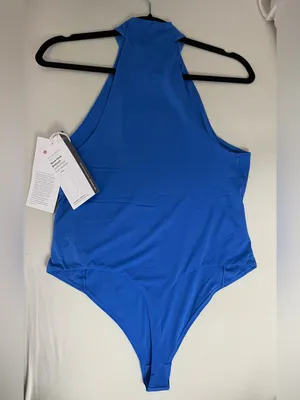 Lululemon NWT Mock Neck Sleeveless Bodysuit Nulu Ultra Soft Blue Size L thumbnail 4