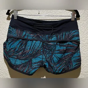 Lululemon Speed Shorts Teal Black Size 6 Lined thumbnail 5