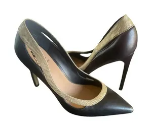 NWOB Ava&Aiden Black/ Gold Leather Pumps/ Stilletos Size 8.5 thumbnail 1