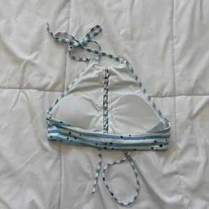 Aerie Womens‎ Size Small Stars Stripes Lace Up Bikini Top High Neck Blue White thumbnail 4