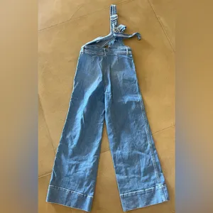 Free People Light Blue Denim Wide-Leg Jumpsuit thumbnail 8