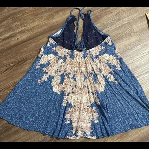 Free People Floral Printed Boho Hippie‎ Crochet Lace Top Gown Dress M thumbnail 4