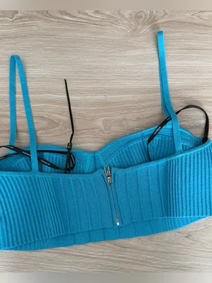 Retrofete Large Gabi Bandage Knit Top Blue Shimmer Rave Nightclub Party Bustier thumbnail 3