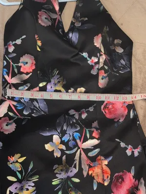 BCX Floral Halter Maxi Evening Dress Black Multicolor Size 9 thumbnail 4