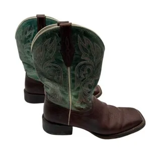 Ariat Cattle Drive Cowboy Boots Cowgirl Western Leather Brown/Teal Women's 8.5 B thumbnail 1